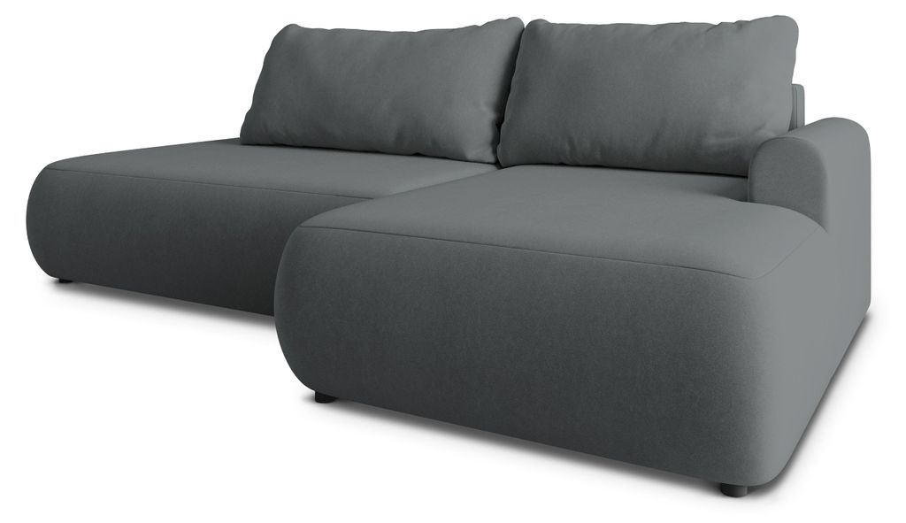Masseno Ecksofa NUVIRA CL R-S mit Schlaffunktion L-Form, Sofa mit Bettkasten, Wohnzimmersofa, Couch, Soffa, Bettsofa, Couchgarnitur- Grau, CASTEL 93