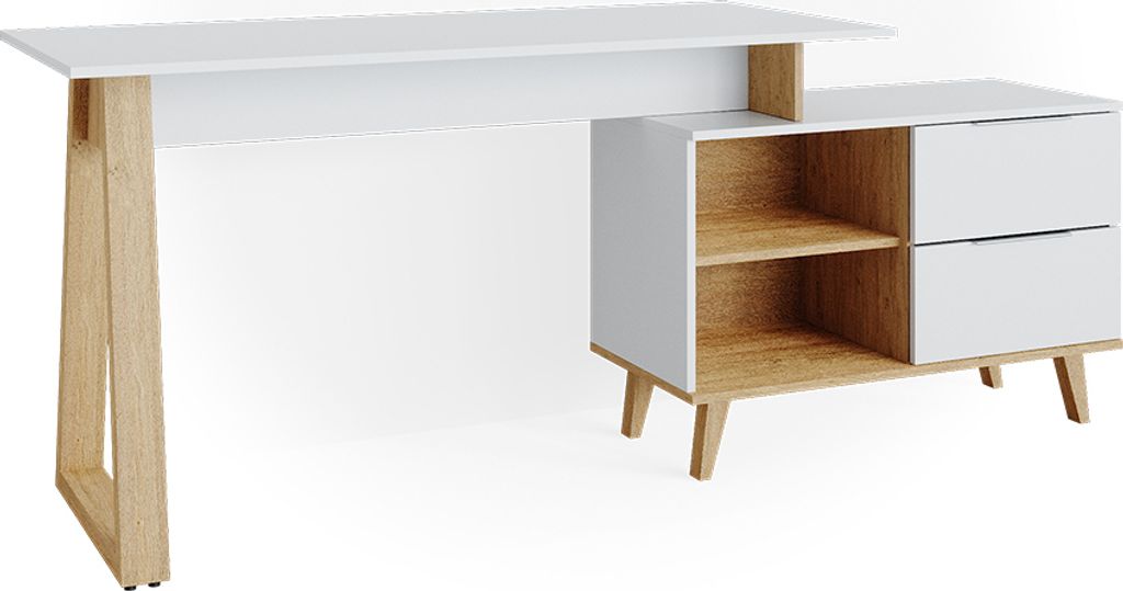 Schreibtisch Vicco Nautica Weiß 138 x 60 cm mit Schubladen Produktbild 