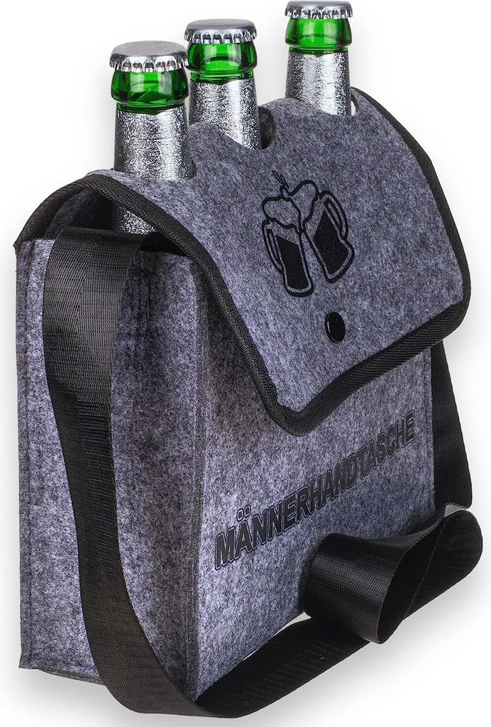 Schultertasche Bierträger Männerhandtasche für 3 Bier Flaschen 0,33 L Männer Handtasche Flaschenträger