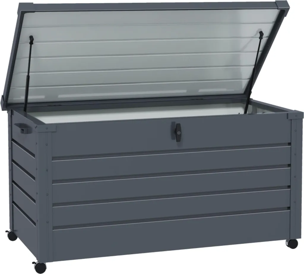 Coffre extérieur anti-humidité gris 100x62 cm mobile avec roulettes