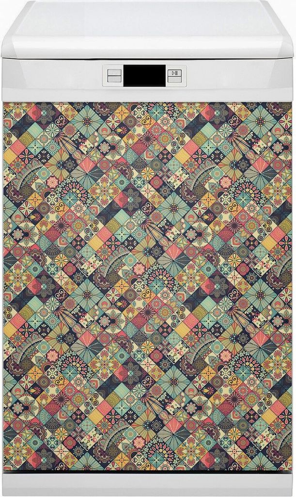 Geschirrspüle Magnet für Spülmaschine Magnetmatte Küche Magnete Dekorative 45x80 cm - Ethnisches Mosaik