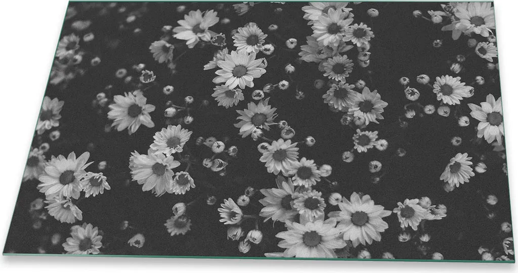 Copri Piano Cottura 80x52 Vetro Temperato Nero Fiori - Protezione Cucina