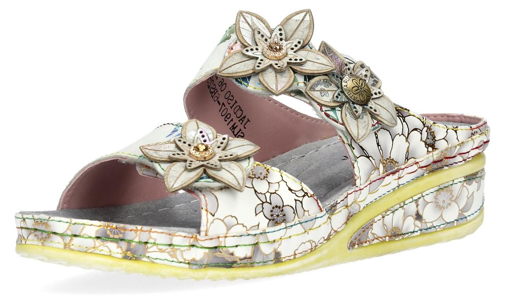 Laura Vita Pantolette Jacdiso 06 Damen Schuhe Sandale Keilabsatz Schnallen Keilpantolette, Größe:40 EU, Farbe:Grau