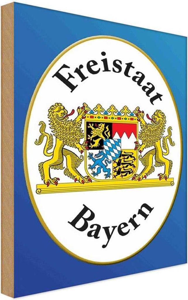 vianmo Holzschild 18x12 cm Freistaat Bayern Wappen Flagge Fahne