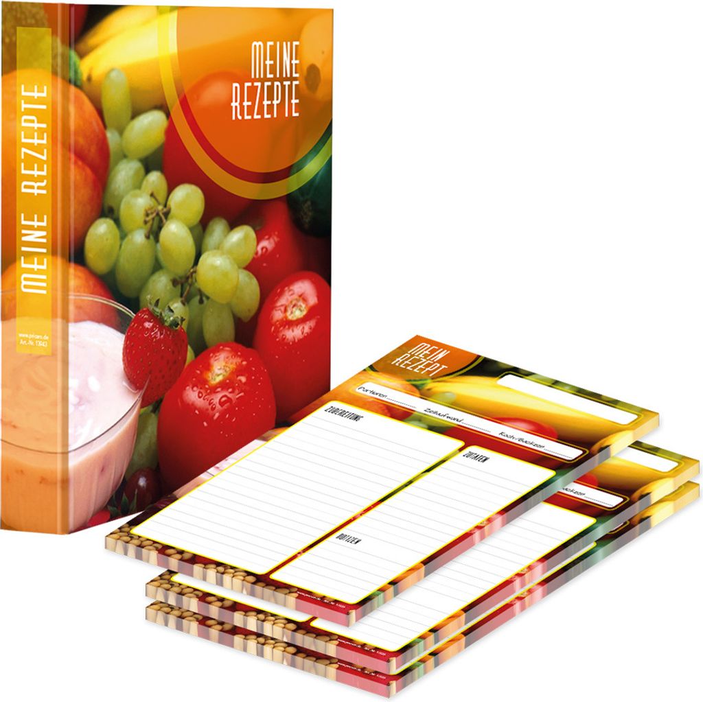 PRICARO Rezeptordner mit Rezeptblock "Bunte Zutaten", A4