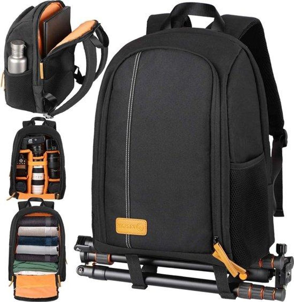 Wasserdichte Kamera-Tasche für DSLR-Kameras, kleine, schwarze, lichtgewicht, kompakte Tasche mit Regenschutz für 15-Zoll-Laptop