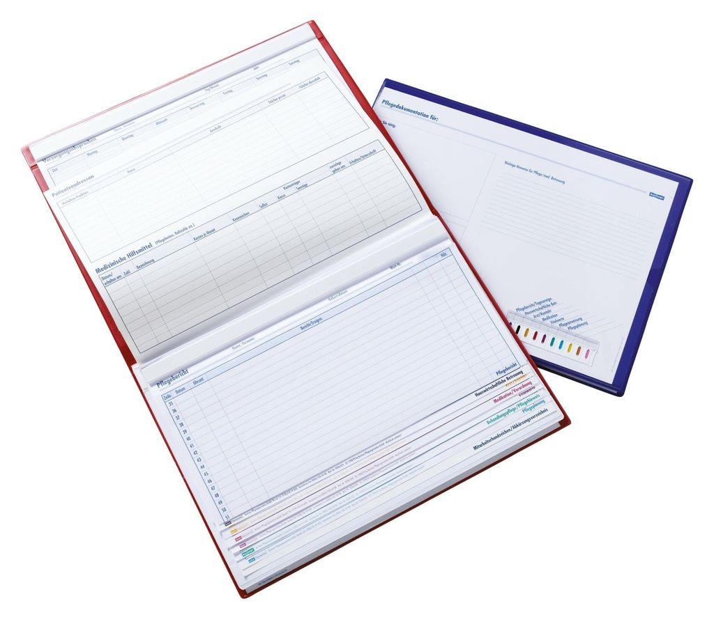 PVC-Pflegedokumappe, professional line, Reiterleiste, rot