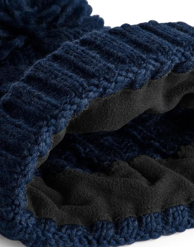 Berretto Invernale Beechfield B480 Navy | Maglia Termica a Trecce - 8