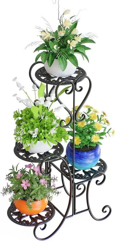 Poteaux pour Plantes en Acier Noir - Lot de 4 Supports Fleurs Résistants