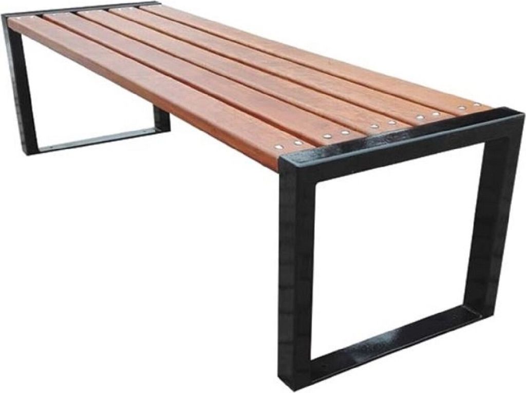 Casa Padrino Luxus Gartenbank Braun / Schwarz 180 x 47 x H. 45 cm Sitzbank Parkbank Gartenmöbel Bank Garten