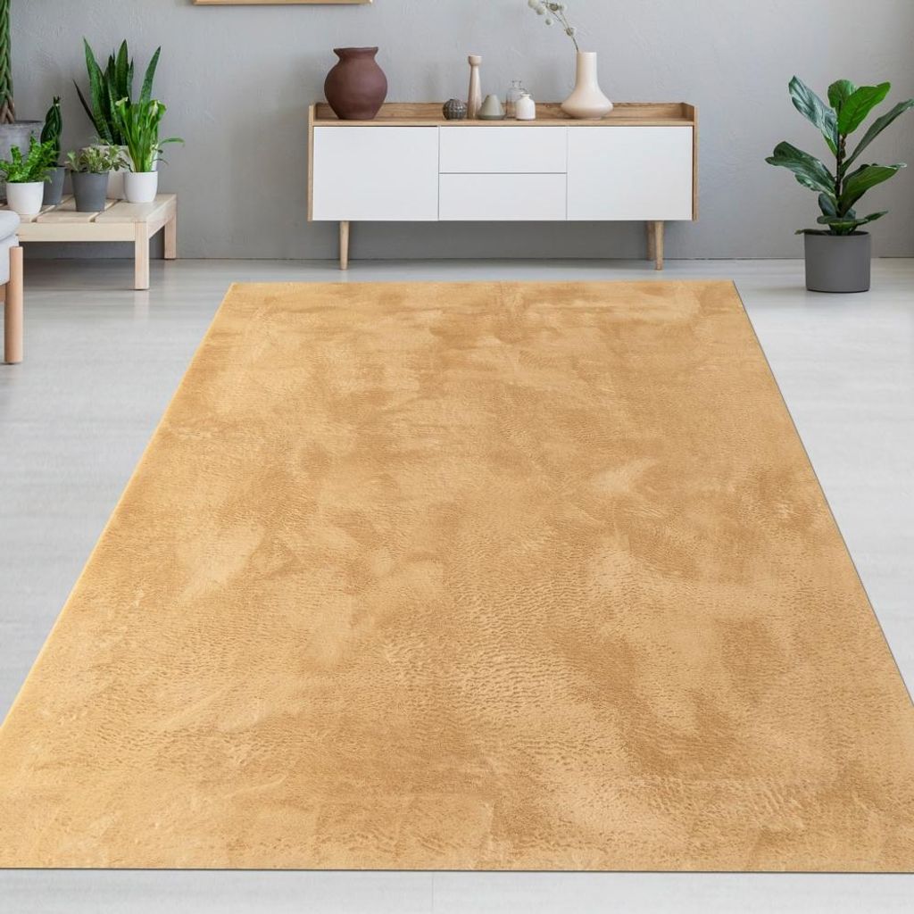 Teppich gold Hasenfell-Optik elegant weich mit feinem Schimmer modern Größe - 240 x 340 cm
