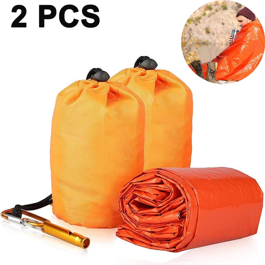 Notfallschlafsack mit Paracord, ultraleichte, wasserdichte, thermische Notfalldecke für Camping, Wandern und Trekking