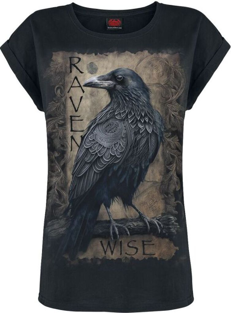 Spiral T-Shirt Damen Raven Wise schwarz Gothic, Rockwear Produktbild 