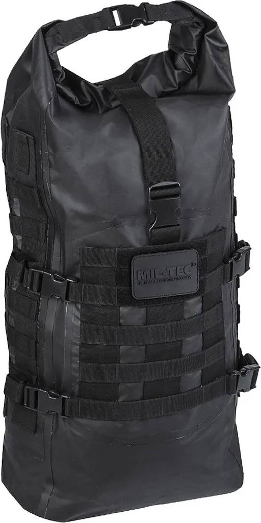 Sac à dos tactique Seals Dry-Bag noir étanche avec système Molle
