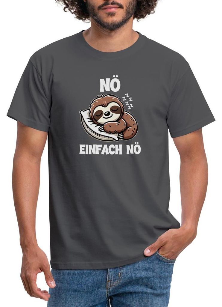 Spreadshirt Nö Einfach Nö | Faultier Humor Männer T-Shirt, M, Anthrazit