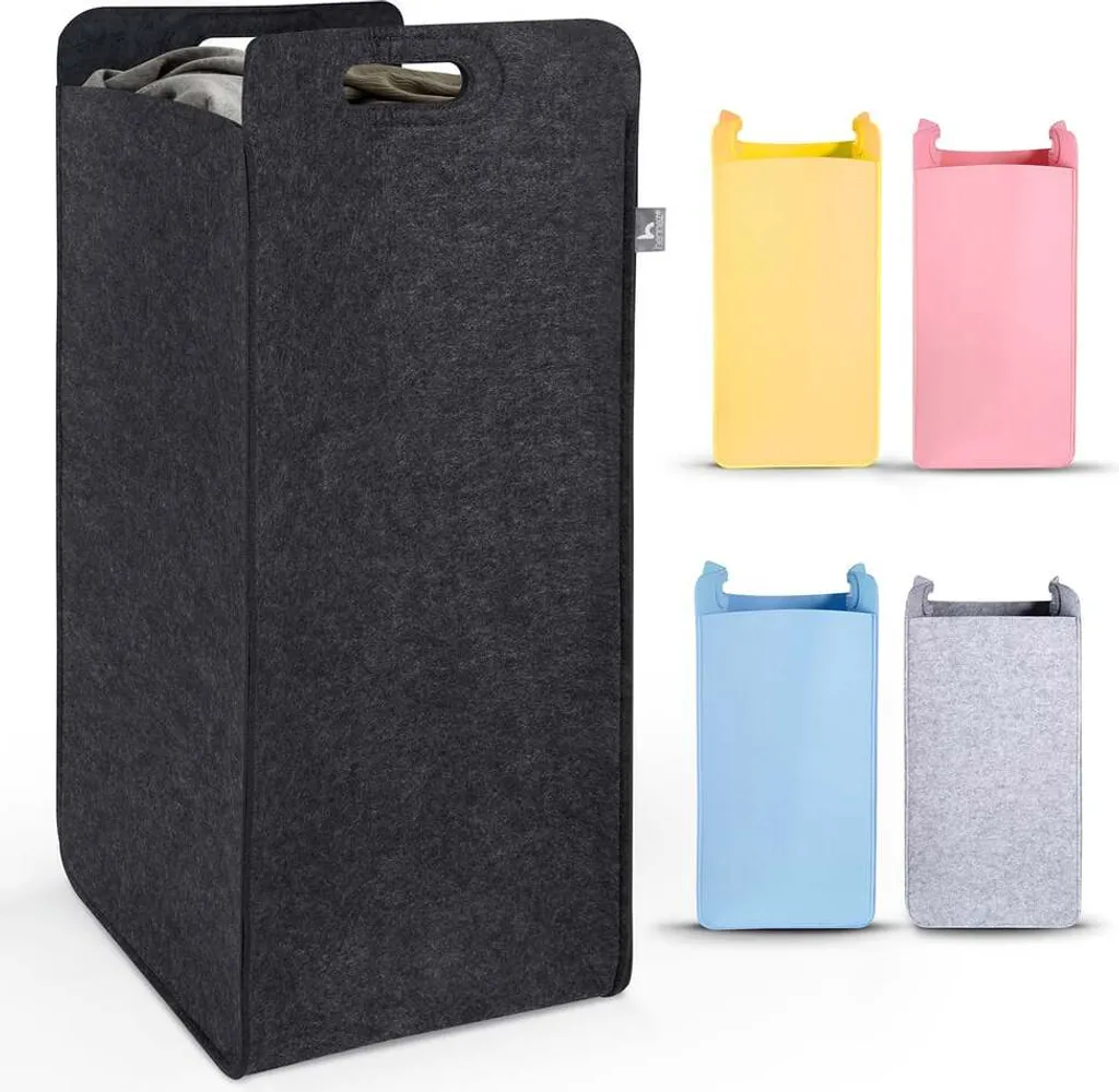 HENNEZ Katy Corbeille de Rangement en Feutre 80L Pliable avec Poignées - 5