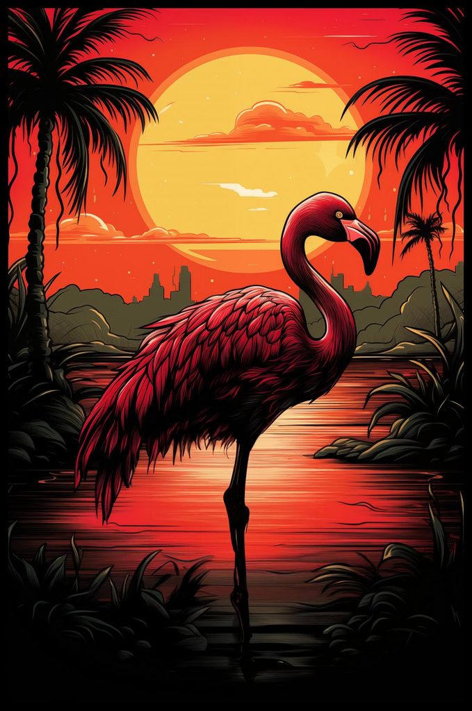 Plakat 56,6x86,4cm Flaming über Wasser