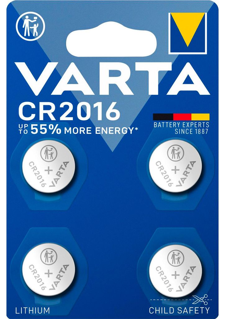 VARTA 06016 101 404 Knopcelbatterij, lithium CR2016, 4 Productafbeelding 