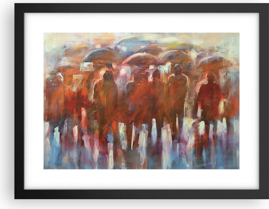 Gerahmtes Poster - Schwarzer Rahmen - Regenschirme Menschen Handwerk - 40x30 cm - Wand Bild - Wanddeko - Wandbilder - Wandposter - Bilderrahmen - B...