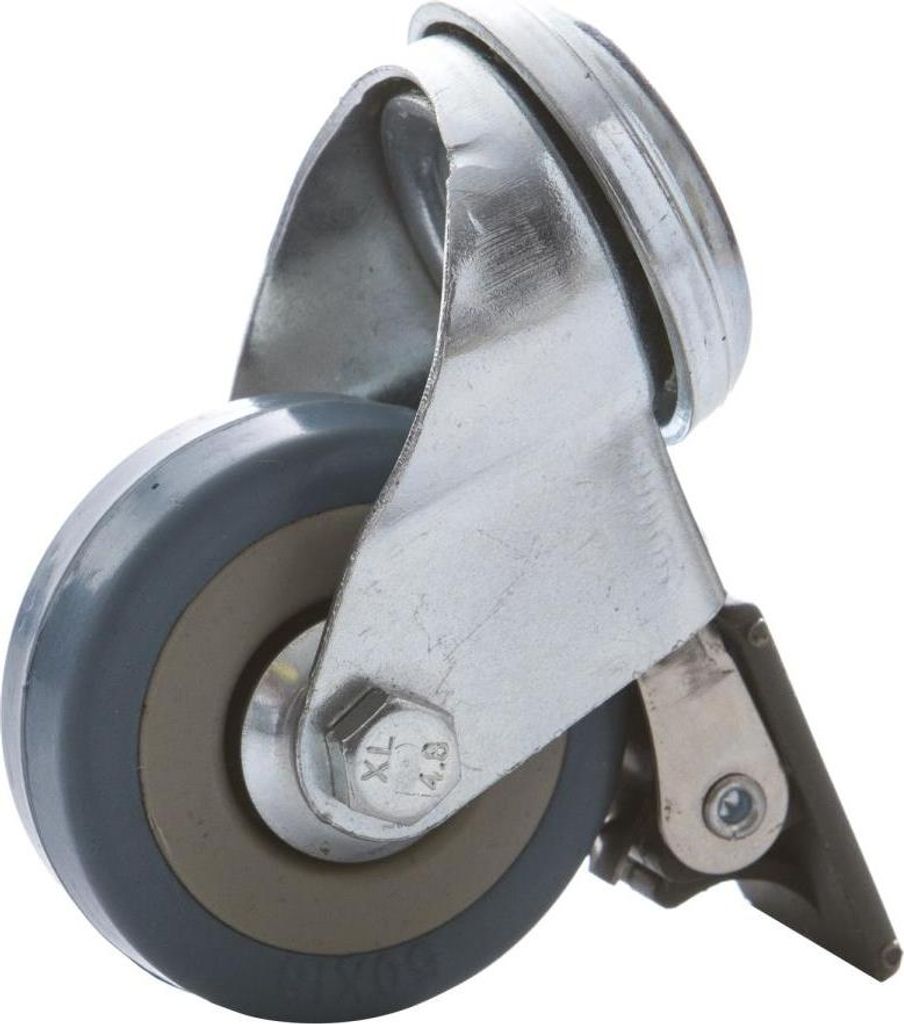 4x Lenkrollen mit Rückenloch und Bremse 50mm mit Gummi Rad, Transportrollen