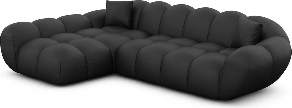 Echtleder L-Form Sofa Liva Schwarz Links