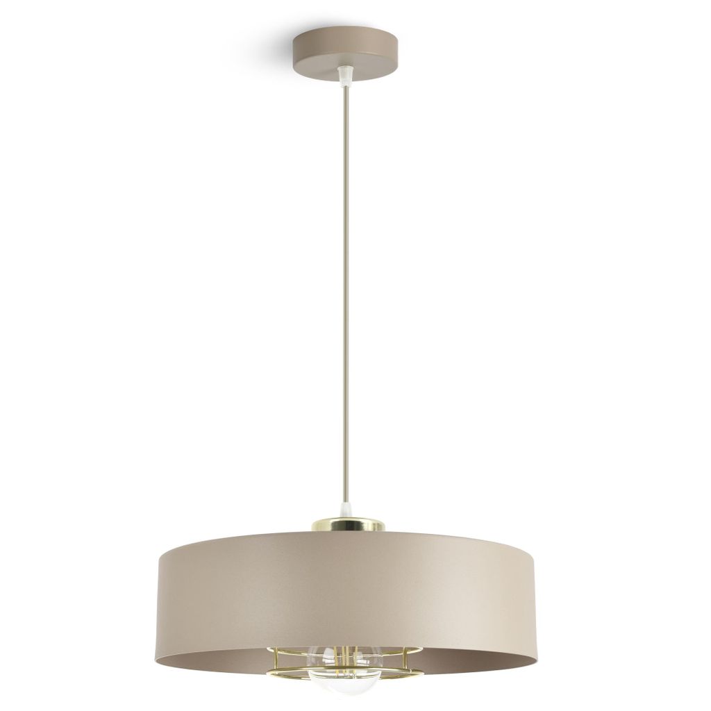 Lampa Sufitowa Wisząca Żyrandol Beżowa ECRU Złoto 1xE27 LED Zdjęcie produktu 