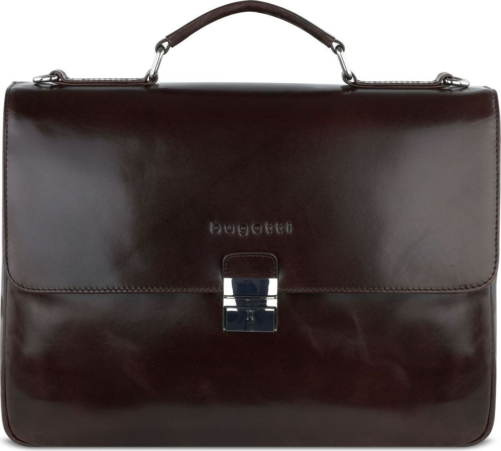 bugatti Leder Aktentasche Laptoptasche mit Laptopfach Romano Briefcase Brown dunkelbraun