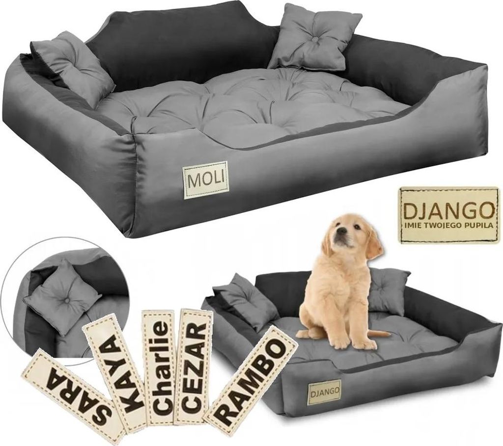 Hundebett, Laufstall, 75x65 cm, personalisiert, grau