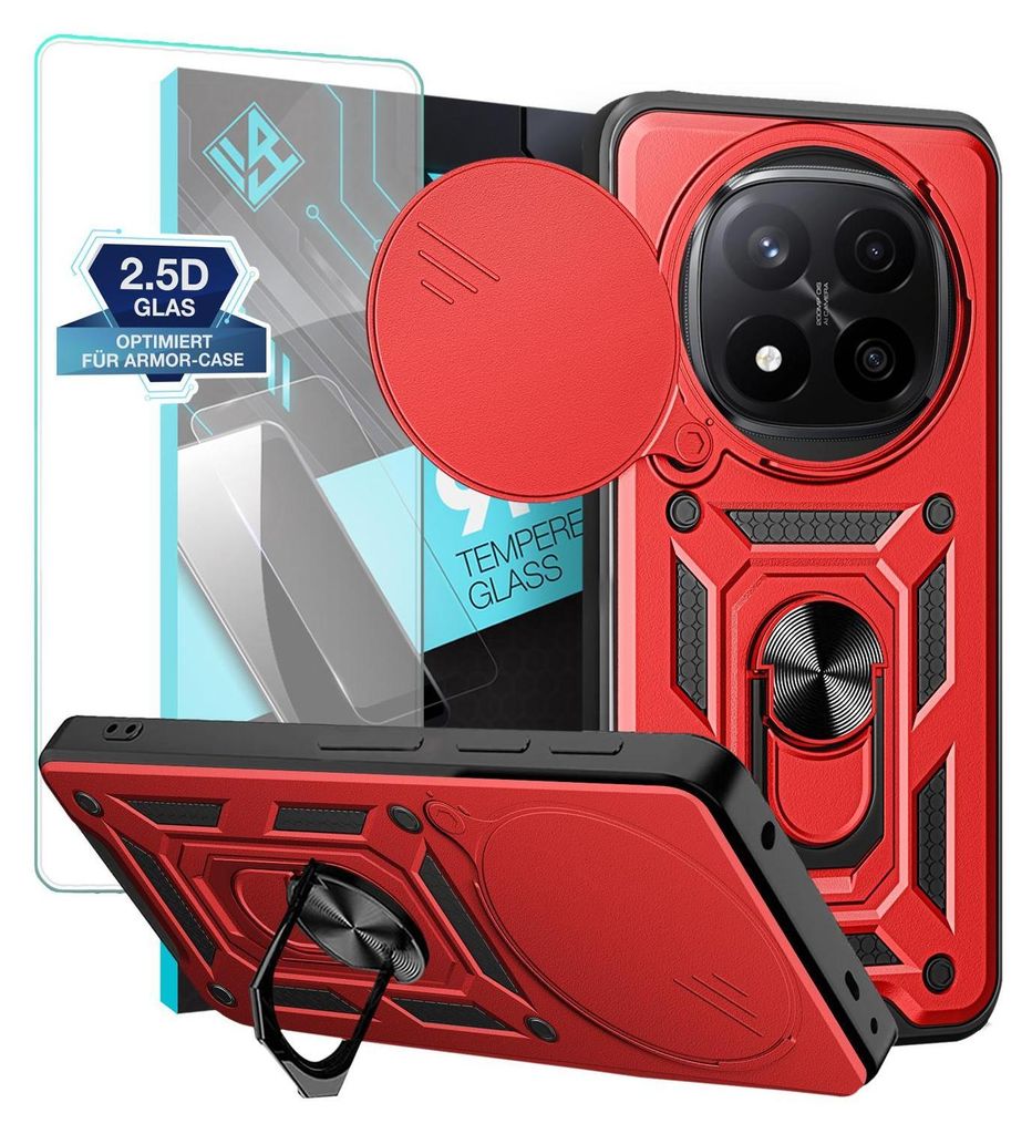 Armor Handyhülle für Xiaomi Redmi Note 14 Pro+ 5G mit 9H Displayglas Displayschutz Kameraschutz Handy Panzer Case Cover Schutzhülle Outdoor Farb...