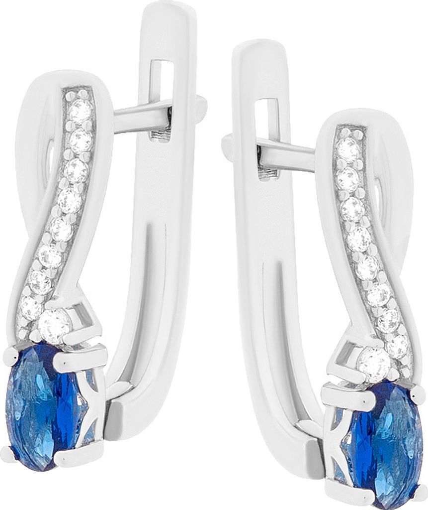 Sokolov Ohrringe aus 925 Silber mit blauen Kristallen und farblosen Zirkonia