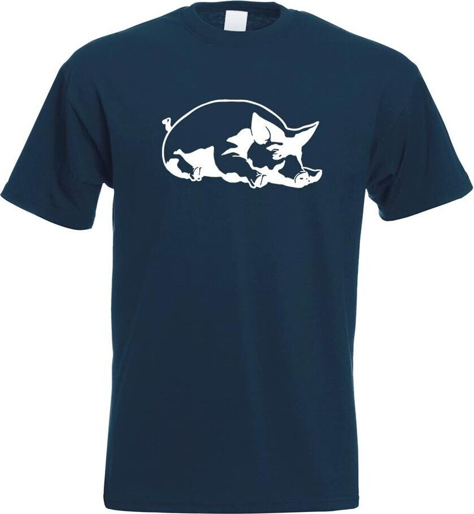 Kiwistar - T-Shirt - Navy - Schwein Motiv 2 - Sau - Baby Herren Funshirt Bedruckt Design Sprüche Spruch Motive - mit Motiv Bedruckt - Funshirt Des...