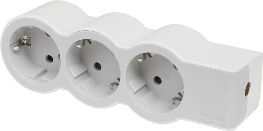 Legrand Flache Steckdosenleiste 3x Steckdose, ohne Kabel Kabel weiss-grau 694573