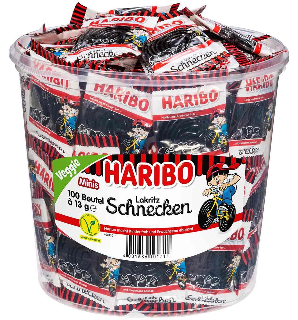 Haribo Lakritz Schnecken Minis vegetarisch 100x13g Produktbild 