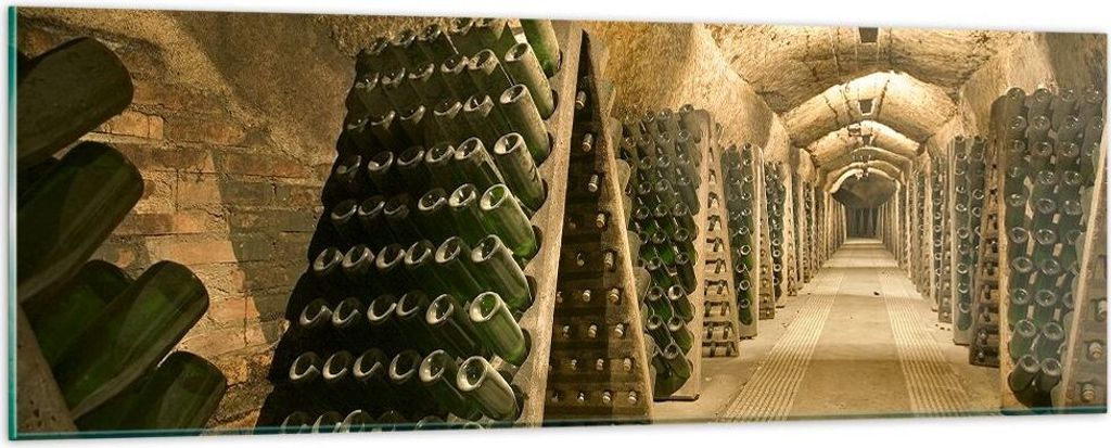 Bilder auf glas - Weinkeller Flaschen Keller - 90x30cm - Glasbilder - Wandbilder - Kunstdruck - zum Aufhängen bereit - Wanddekoration aus Glas - G...