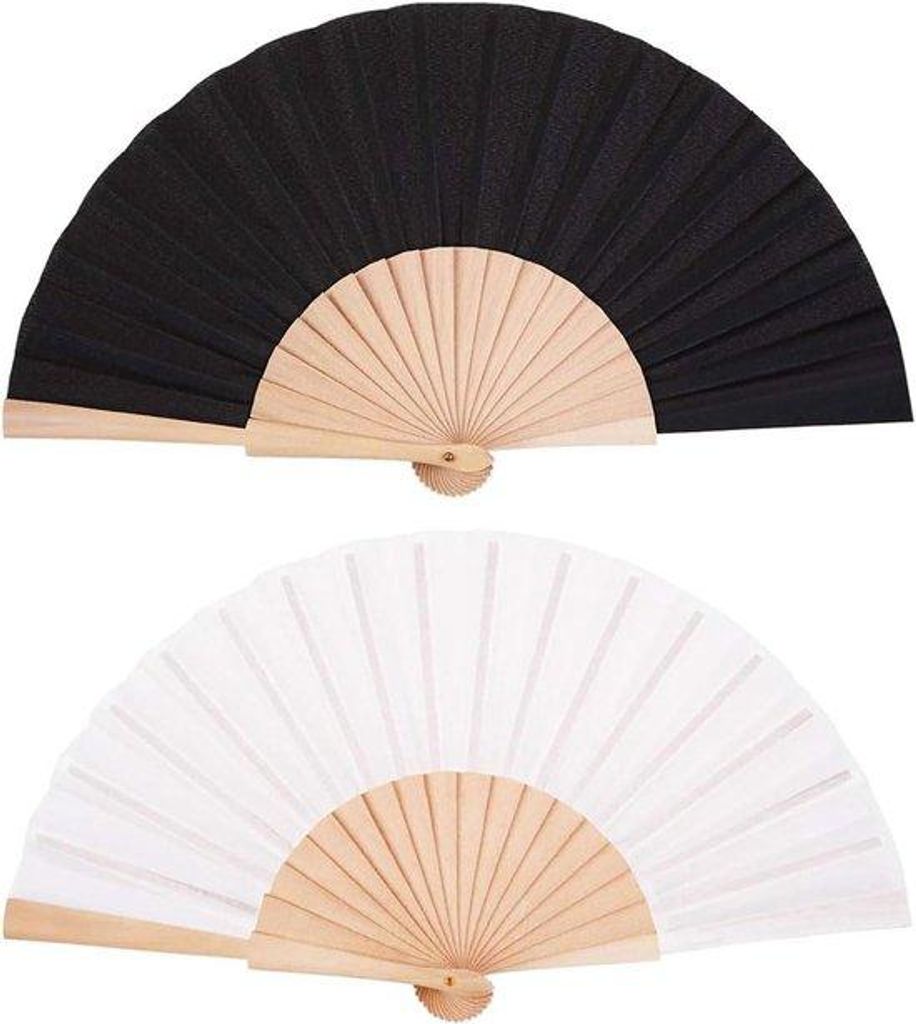 Bamboo-Wanddekoration - Set aus 2 faltenfähigen Schirmen - Ideal für Hochzeit und Geburtstag - Chinesisches Bambus-Ornament - Schwarz