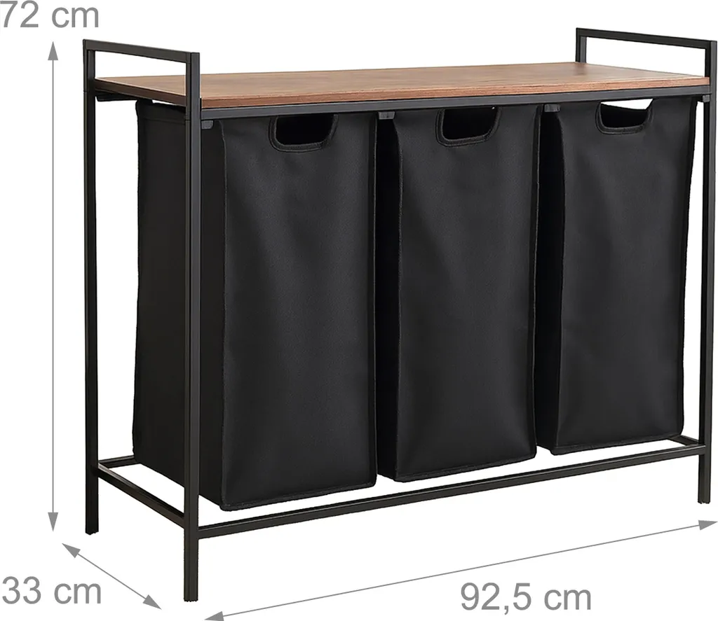 Relaxdays Cesta in Bambù Portaoggetti, con Rivestimento con Stampe Retrò, Rettangolare, 16,5x38x28,5 cm, grigio