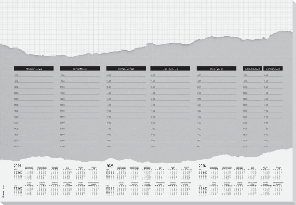 SIGEL HO305 Papier-Schreibunterlage Design "Weekly Planner" - ca. A2 - Kalendarium für 3 Jahre - 52 Blatt