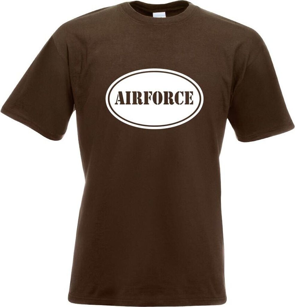 Kiwistar - T-Shirt - Chocolate - United States Air Force - USAF Motiv Bedruckt Funshirt Design Print - mit Motiv Bedruckt - Funshirt Design - Sport...