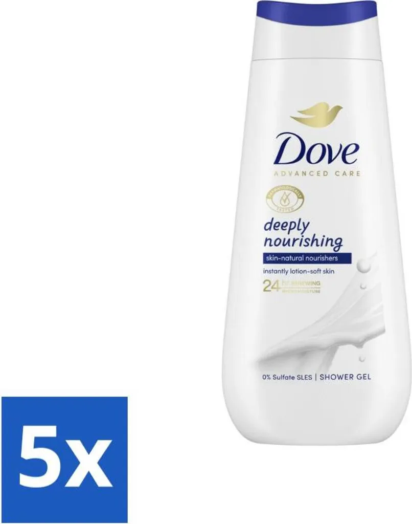 Dove Crème de douche Soin en profondeur 225 ml Pack de 5 unités