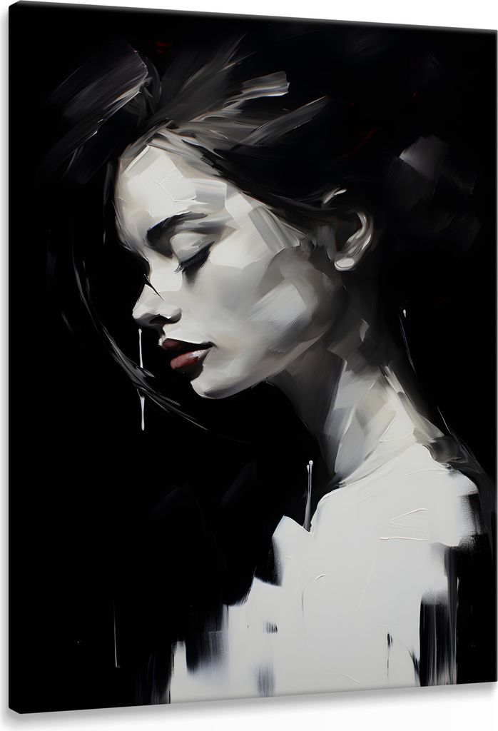 Muralo Leinwandbild Canvas Wandbild Frau PORTRÄT Abstrakt Gesicht für Wohnzimmer Büro 20 cm x 30 cm