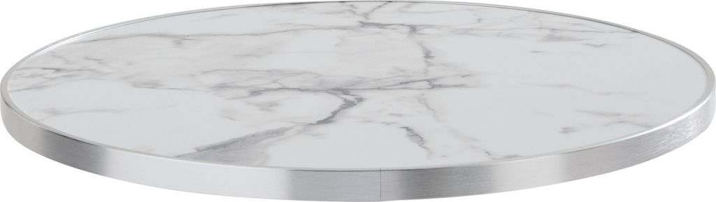 Runde Tischplatte aus weißem Marmor mit silbernem Rand 60 cm - Oviala Montmartre