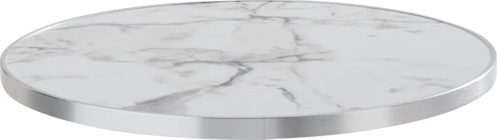 Plateau marbre blanc anti-tache avec bord argenté 60 cm : chic et utile
