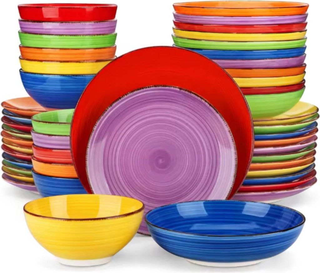 Opulent Sorella Tafelservice – 48-teilig – 6 Personen – Bunt – Essteller – Tiefe Teller – Frühstücksteller – Dessertteller – Küc...