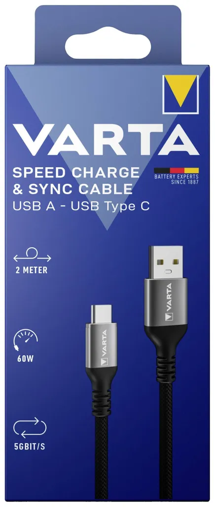 Cavo Dati Varta Speed USB-A/USB-C 2m - Professionale e Robusto