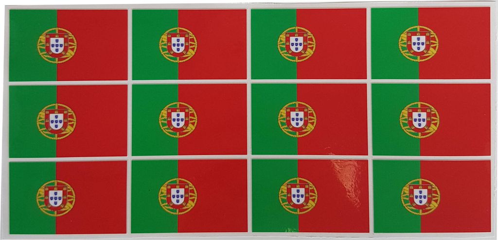 Mini Aufkleber Set - Pack glatt - 50x31mm - selbstklebender Sticker - Portugal - Flagge / Banner / Standarte fürs Auto, Büro, zu Hause und die Sc...