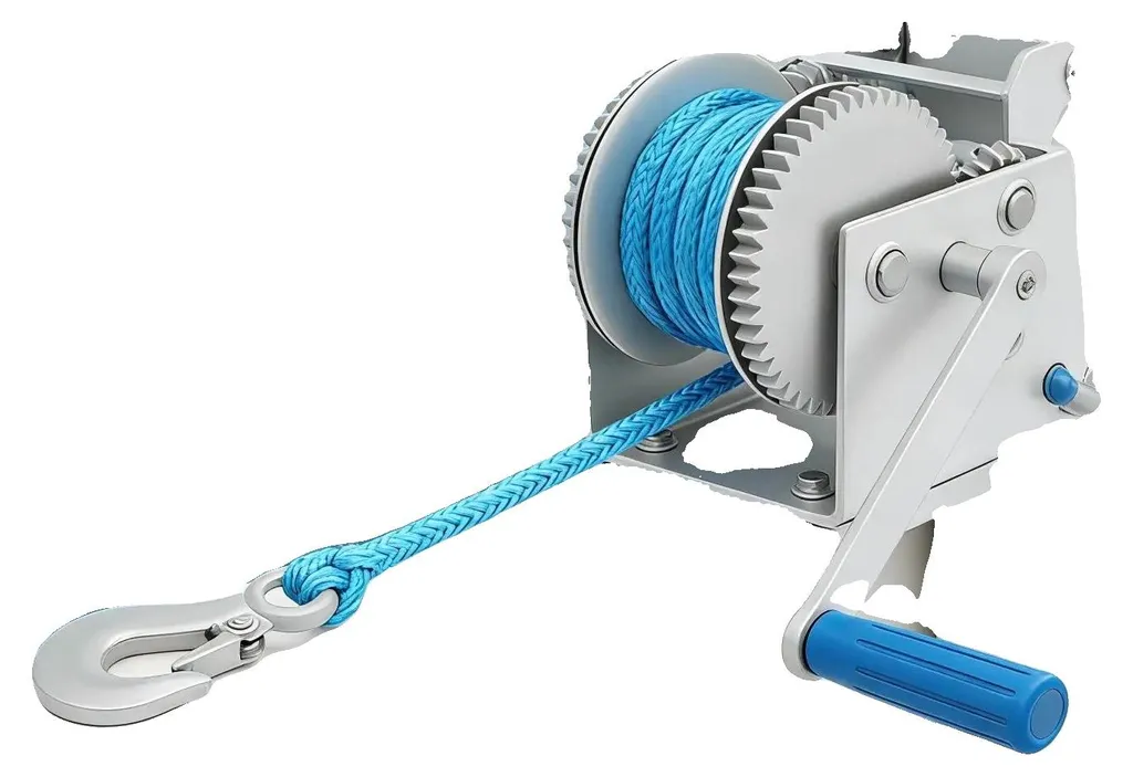 Treuil manuel 3 rapports 4500 lb, sangle nylon 8m traité Dacromet