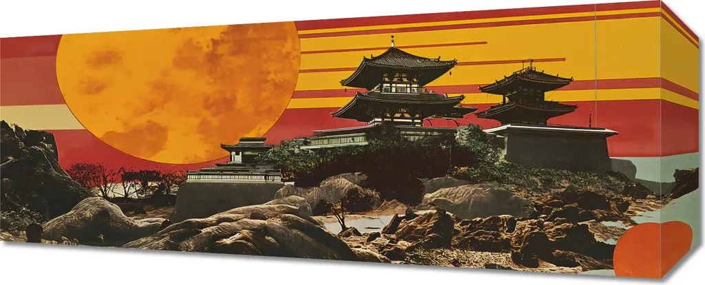 Quadro 50x20 Sole Rosso su Tela Canvas | Alta Definizione