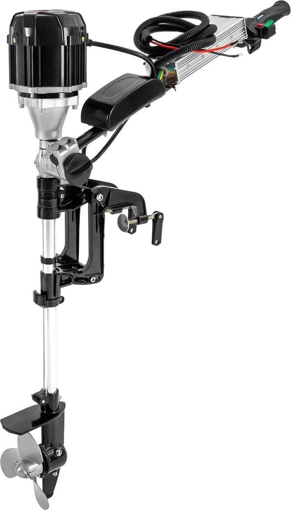 Elektrischer Außenbordmotor - Bootsmotor - 48V 1000W 5 PS - 4800 U/min - 12 km/h - Manuelle Neigung - Höhenverstellbar 20–50 cm - Für 2–4 m ...