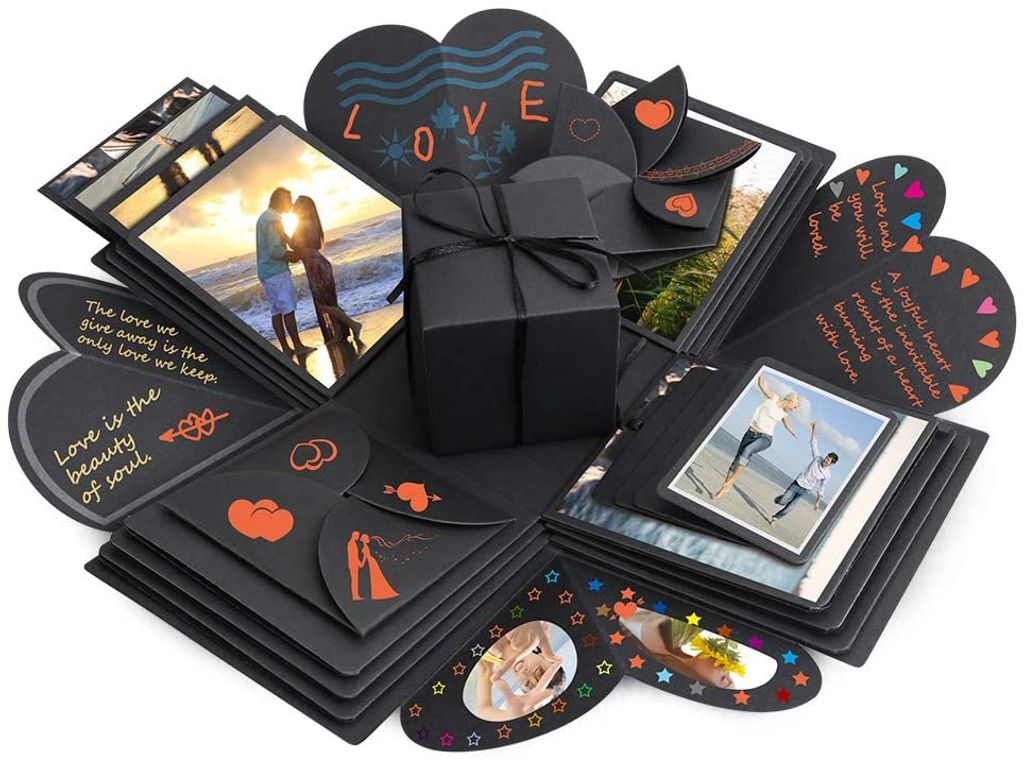 DIY Geschenk Fotoalbum Handgemachtes Scrapbook Geschenk für Geburtstag,Valentinstag,Hochzeit,Weihnachtsfest Überraschung Box