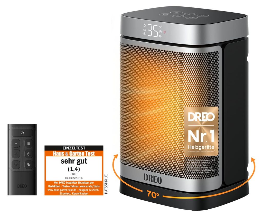 Dreo Heizlüfter Energiesparend Klein, 1500W Heizung Produktbild 
